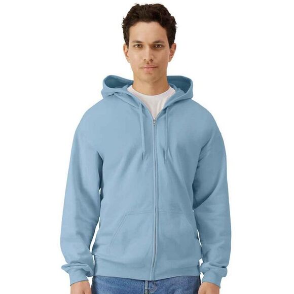 Gildan Mens Midweight Soft Touch Full Zip Hoodie / Stone Blue